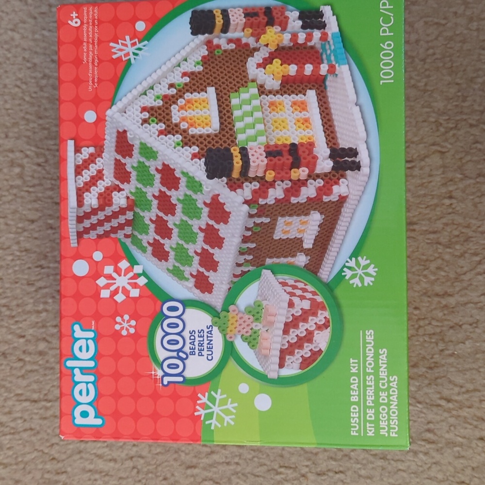 Perler bead kit Santa's workshop gingerbread house winter